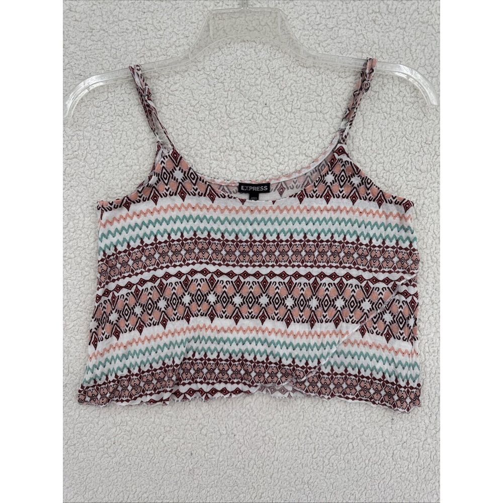 Express Tank Top Women Size S Multicolor Southwest Cropped Spaghetti Strap Modal